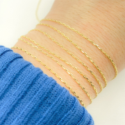 14K Solid Yellow Gold Flat Marina Link Chain